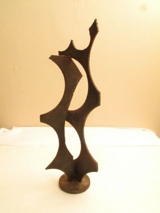 Vtg Mid Century Modern Wrought Iron Sculpture Brutalist Awesome Negative Space