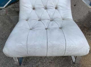 Milo Baughman Chrome Flat Bar Rocker Chair Leather Mid Century Modern 8