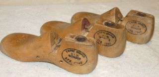 3 Vintage Child ' s 5 1/2 D Wooden Cobbler Shoe Lasts Forms Stamped,  1945,  46 & 47 2