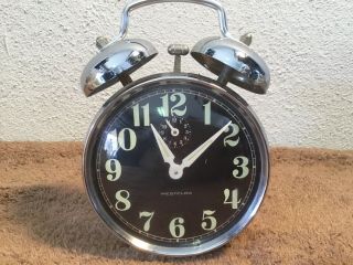 Vintage Hard to Find Westclox Twin Bell Wind Up Alarm Clock Marked Brazil 2