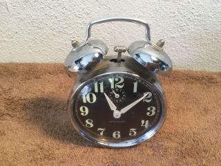 Vintage Hard to Find Westclox Twin Bell Wind Up Alarm Clock Marked Brazil 3