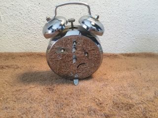 Vintage Hard to Find Westclox Twin Bell Wind Up Alarm Clock Marked Brazil 4