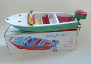Vintage Lima Canot Sport Outboard Motor Speedboat Green Boat Boxed 1960 