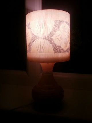 Vintage Carved Alabaster Table Lamp Made In Spain In The 1960 