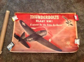Rare Ww2 Government Issued P 47 Thunderbolt Us Army Air Corps Poster