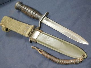 WWII US M3 Trench Fighting Knife Imperial Blade Mrk in M8 Dagger Airborne 2