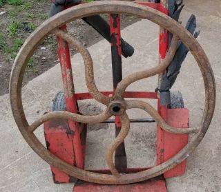 26 " Antique Cast Iron Pulley Gear Wheel,  Steam Punk Collectible