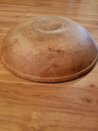 Antique Early 1800s Primitive Wood Turned Large Wooden Dough Bowl W/lip