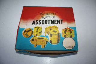 Mid - Century 12 Pc.  Kumiki Wooden Puzzle Assortment Japan Brain Teaser 3d Nib Nos