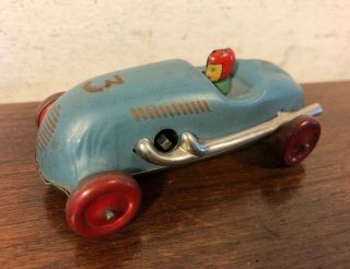 Vintage Marchesini Bologna ? Tin Wind Up Open Wheel Racer Car W Driver Italy