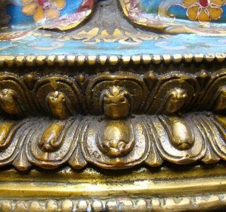 205mm Handmade Carving Statue Buddha Copper Brass Cloisonne Enamel Religion 4