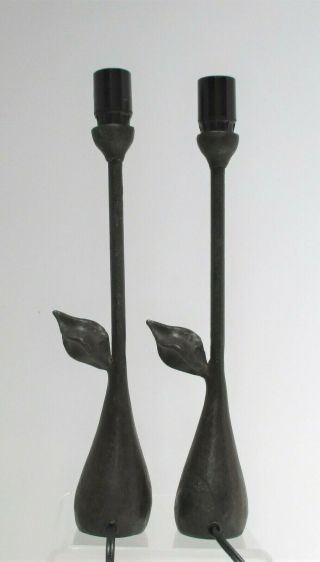 Vintage Giacometti Era French Bronze Accent Lamps,  Pair