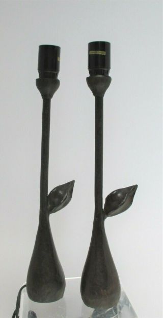 Vintage Giacometti Era French Bronze Accent Lamps,  Pair 2