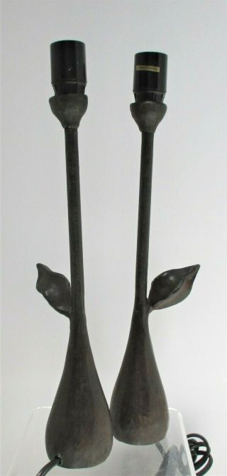 Vintage Giacometti Era French Bronze Accent Lamps,  Pair 3