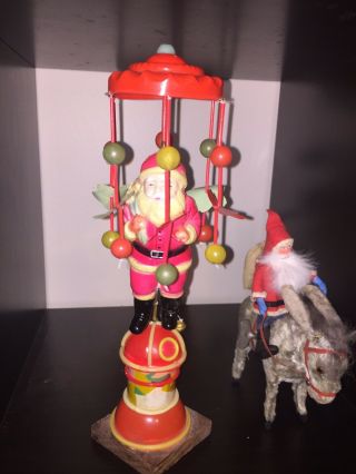 Rare Huge 1930 Celluloid Prewar Windup Santa Claus Whirlygig Toy Deco Antique