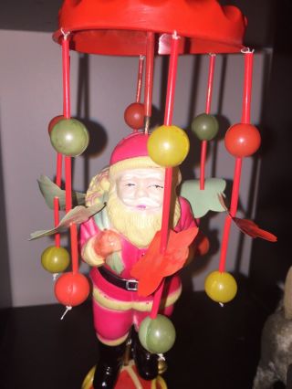 Rare Huge 1930 Celluloid Prewar Windup Santa Claus WhirlyGig Toy Deco Antique 6