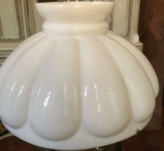 Antique B&H Bradley & Hubbard RAYO Electrified Oil Lamp with White Mellon Shade 5