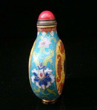 Collectibles 100 Handmade Painting Brass Cloisonne Enamel Snuff Bottles 026 5