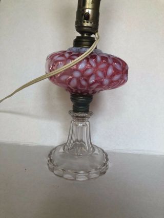 Fenton Art Glass Cranberry Opalescent Daisy Lamp With Clear Glass Base 5