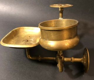 Antique Solid Brass Toothbrush,  Soap Dish and Cup holder 1900 ' s Vintage 6