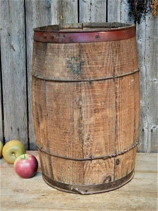 Antique Primitive Wooden Nail Barrel General Country Store Bin AAFA 8