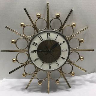 Vintage Elgin Starburst Mid Century Modern 16 " Wall Clock - Parts