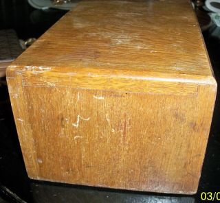 VINTAGE WEIS Library Drawer Box Solid Oak Wood Card File 15 