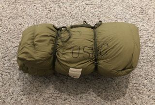 Vintage Us Military Down Filled Mummy Style Mountain Sleeping Bag M - 1949