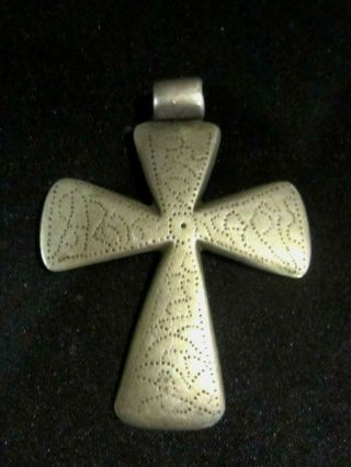 Vintage Ethiopian Orthodox Coptic Coin Silver Cross Pendant 2 - 1/4