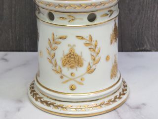 Antique Sevres VEILLEUSE TISANIERE Teapot Warmer White Gold Napoleonic Bee 4