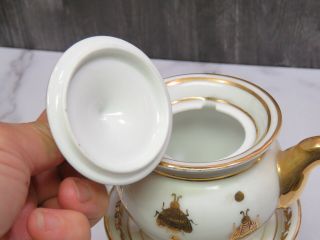 Antique Sevres VEILLEUSE TISANIERE Teapot Warmer White Gold Napoleonic Bee 6