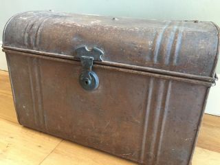 Vintage Steamer Trunk Chest Rustic Metal Storage Box Coffee Table Small 56cm