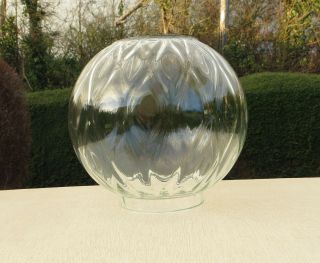 Vintage Diamond Quilted Clear Glass Oil Lamp Shade/globe - Duplex 10cm 4 " Fitter