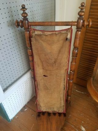 Antique Standing Bootjack with Tapestry of Man Holding Boots 3