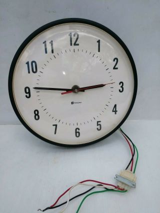 Vintage Simplex School House Wall Clock 13” Wired For Slave Master With Pigtail.