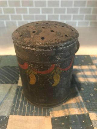 Antique Primitive Toleware Painted Tin Shaker 2