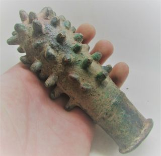 Very Rare Ancient Persian Bronze Spiked Mace Head Authentic War Object 1000bce