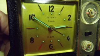 Vintage 8 Day 7 Jewel Clock Radio Combination