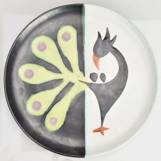 French Art Pottery Plate Signed By Artist Jauvanel Mid Century Modern