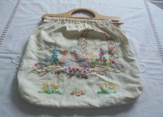 Georgeous Vintage Raised Embroidered Crinoline Lady Bag