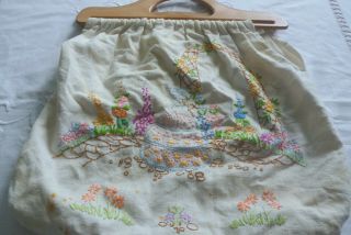 Georgeous Vintage Raised Embroidered Crinoline Lady Bag 3