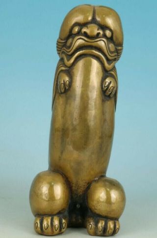 Chinese Old Bronze Carved Penis God Collect Statue Figure Ornament E02