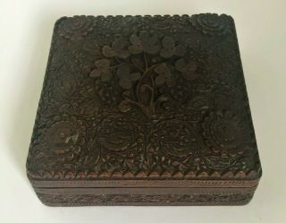 Antique 1920 ' s / 1930 ' s Anglo - Indian Carved Sandalwood Box 2