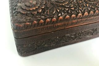 Antique 1920 ' s / 1930 ' s Anglo - Indian Carved Sandalwood Box 6