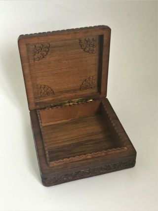 Antique 1920 ' s / 1930 ' s Anglo - Indian Carved Sandalwood Box 7