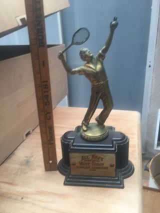 Vintage Us Navy West Coast Doubles Tennis Champion 1948 Brass Dodge Inc Trophy