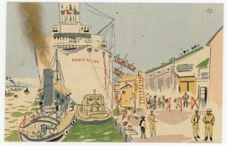 1948 Fine Art Woodblock Print Occupied Japan Sketches Of G.  I.  S Wada Sanzo Rare
