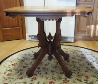 Vtg Wood Antique Victorian Eastlake Lamp End Side Table