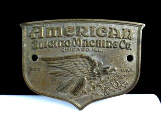 Antique Eagle Brass Metal Plate - American Slicing Machine Co.  Chicago Illinois