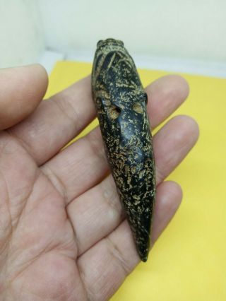 China Hongshan Culture Old Jade (black Magnet) Hand - Carved Amulet Pendant 30